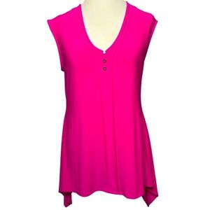 CHAUS NEW YORK Tunic Pull over Sleeveless V-neck High Low Fuchsia Large Like new